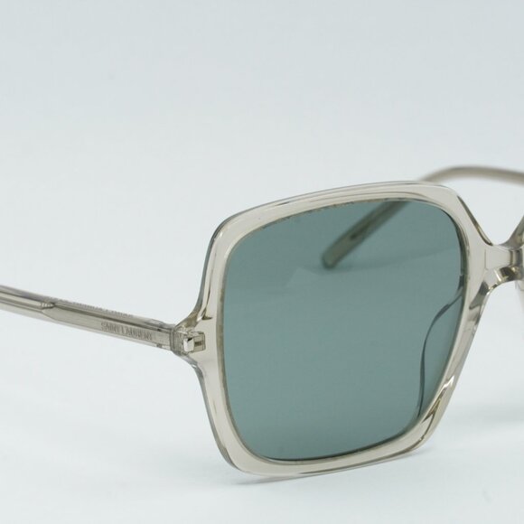 Saint Laurent SL591 003 Sunglasses Beige Square Frame, Green Lenses main image 9